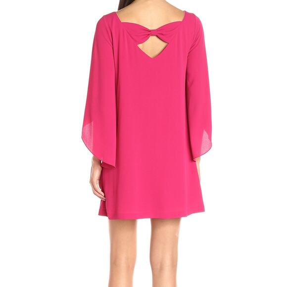Jessica Simpson Dress SZ8 NWT Bow Back Flutter Sleeve Fuchsia Pink Cocktail Mini - Picture 2 of 16